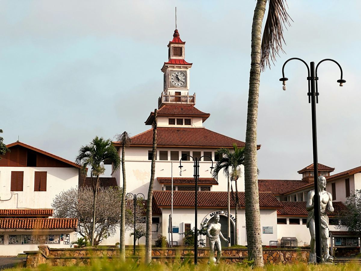 The Balme Library clock tower at the University of Ghana, Legon